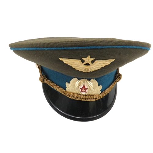 693 - Soviet Navy Submarine Winter Hat, Soviet Airforce Officer's Visor Cap, both from 1980's era plus a r... 