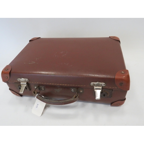 698 - Small leather evacuee case with key to include 100's of Postcards to include Monchrome photo Topogra... 