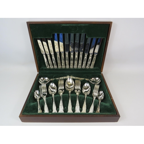 737 - 44 Pieces kings pattern cutlery set in wooden case.