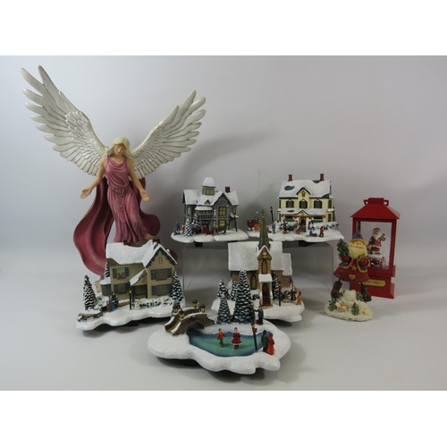 758 - Selection of Thomas Kinkade illuminated christmas house etc. with certs.