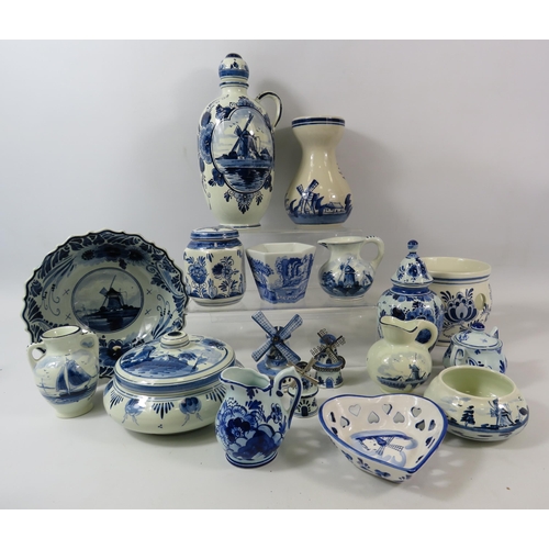 1057 - Large selection of various Delfts pottery.