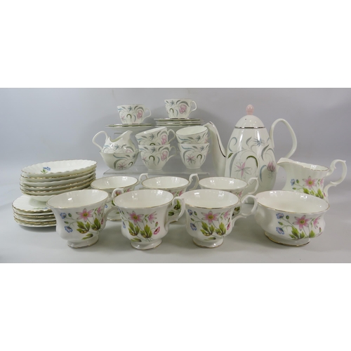 1058 - 1950s Foley china Princess pattern coffee set plus a part teaset by Richmond china.