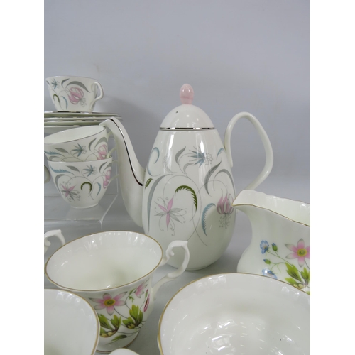 1058 - 1950s Foley china Princess pattern coffee set plus a part teaset by Richmond china.