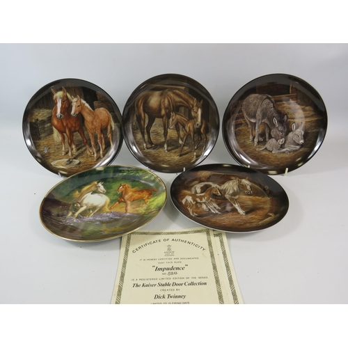 1061 - 4 Kaiser German porcelain horse plates plus a Franklin mint plate.