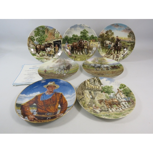 1062 - 4 Wedgwood and 2 Royal Doulton Working horses plate plus a Franklin Mint 