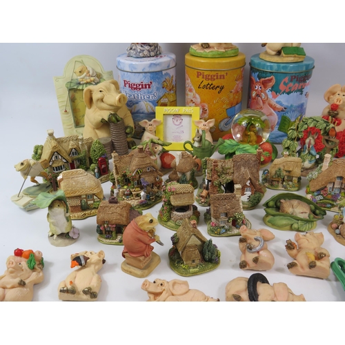 1075 - Mixed lot of Piggin figurines, Liliput Lane cottages and Beatrix Potter border fine arts figurines.