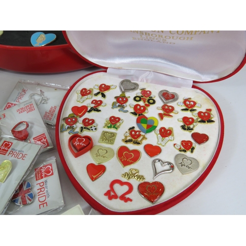 1080 - Large selection of Variety club heart badges and various charity enamel badges and collectors cases ... 