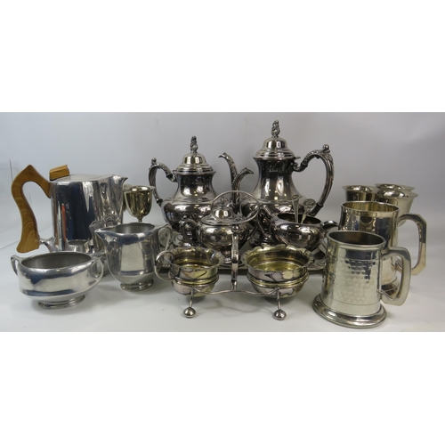 1087 - Mixed lot of silver plated items and Piquot ware.