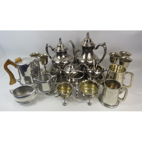 1087 - Mixed lot of silver plated items and Piquot ware.