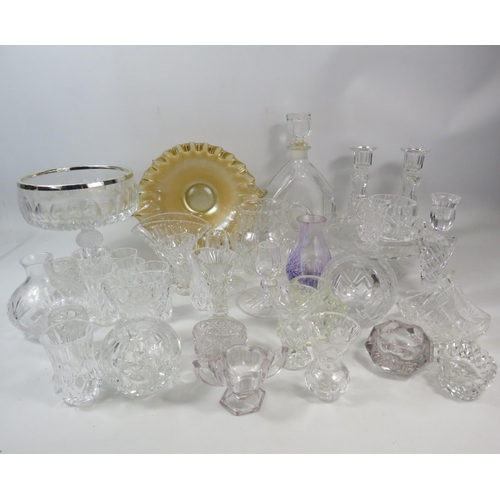 1088 - Large selection of various crystal glass, Cake plates, comport, candlestick and vases etc.