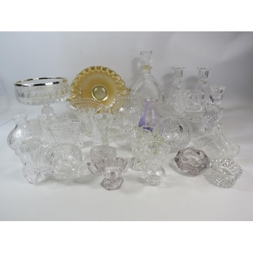 1088 - Large selection of various crystal glass, Cake plates, comport, candlestick and vases etc.