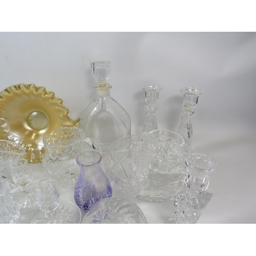 1088 - Large selection of various crystal glass, Cake plates, comport, candlestick and vases etc.