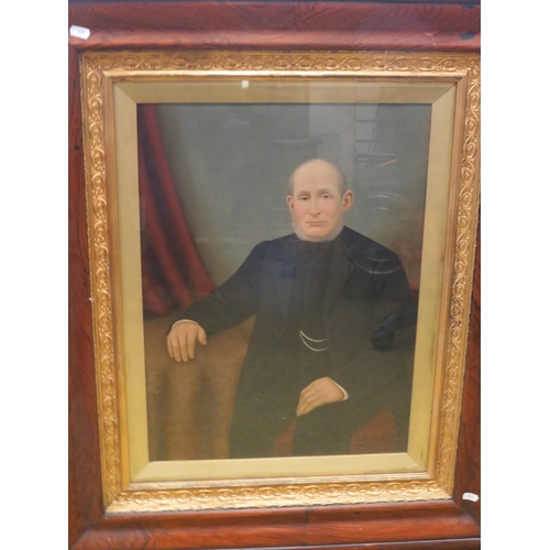 235 - Oil on Canvas of a Victorian Gentleman. Housed in a large Mahogany and Gilt frame which measures 36 ... 