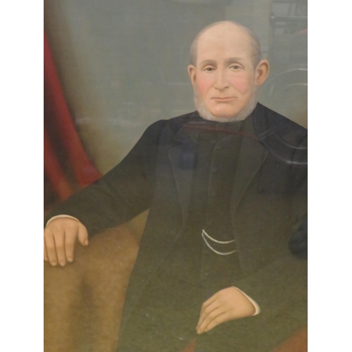 235 - Oil on Canvas of a Victorian Gentleman. Housed in a large Mahogany and Gilt frame which measures 36 ... 