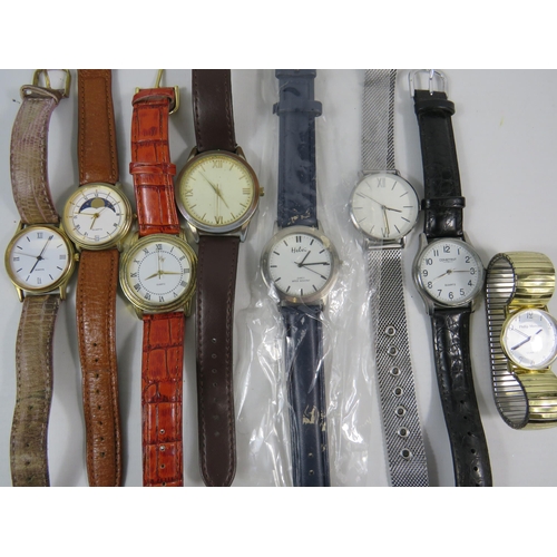 Eight Gents Quartz watches with Metal and Leather straps. All require