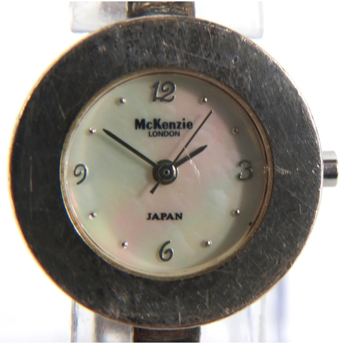 220A - 925 Silver ladies Watch by McKenzie , London, with Silver Bracelet strap and Body. Mother of Pearl F... 