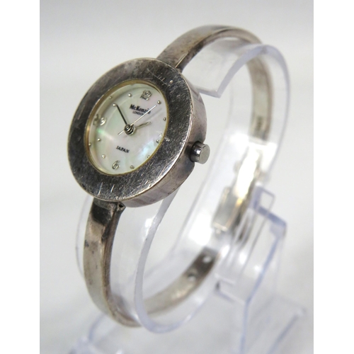 220A - 925 Silver ladies Watch by McKenzie , London, with Silver Bracelet strap and Body. Mother of Pearl F... 