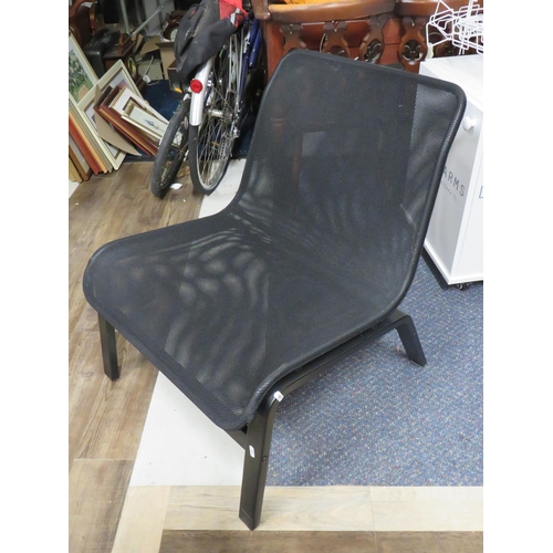 1142 - Stylish Wide Chair with attractive Darkwood frame with one piece mesh back and seat. See photos.  S2