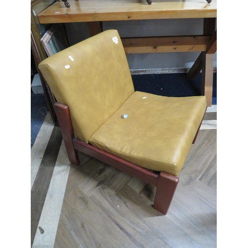 1145 - Stylish Mid/Late 20th Century Teak and leather low chair by Furniture Productions. Good condition  S... 