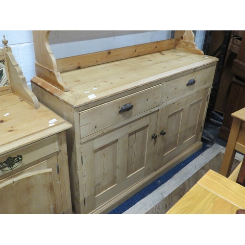 1148 - Antique Style Pine Kitchen Dresser with cupboard below, two drawers above and plate rack above.   Ra... 