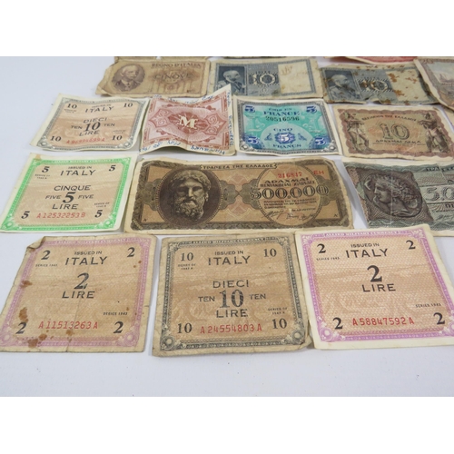 717a - Selection of WW2 military issue bank notes and Foreign vintage bank notes see pics.