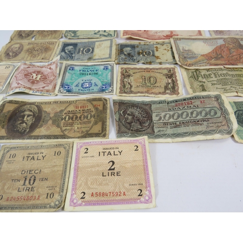 717a - Selection of WW2 military issue bank notes and Foreign vintage bank notes see pics.