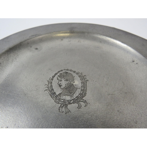 1351 - Aquinas Locke vintage pewter plate, 19cm diameter.