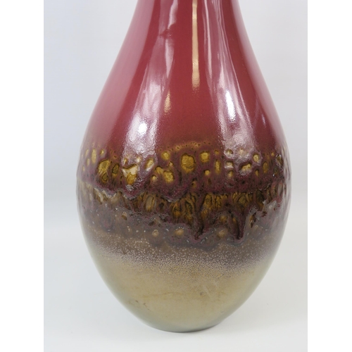 1352 - Large Royale Stratford reflective art fat lava vase. 39cm tall.