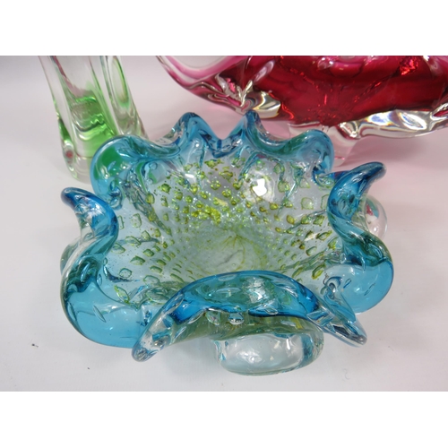 1354 - Murano Barovier and Toso glass bowl plus two pieces of Chribska art glass.