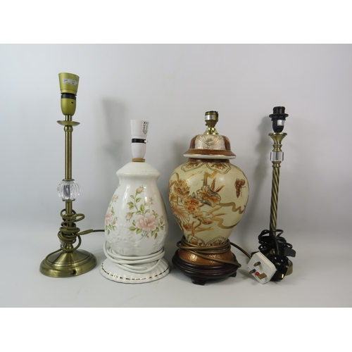 1356 - 4 table lamps , 2 ceramic and 2 polished brass effect.