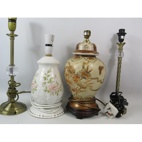 1356 - 4 table lamps , 2 ceramic and 2 polished brass effect.