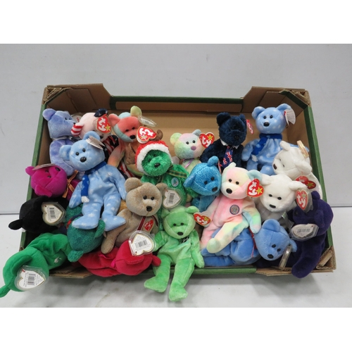 1393 - Large selection of TY beanie teddies.