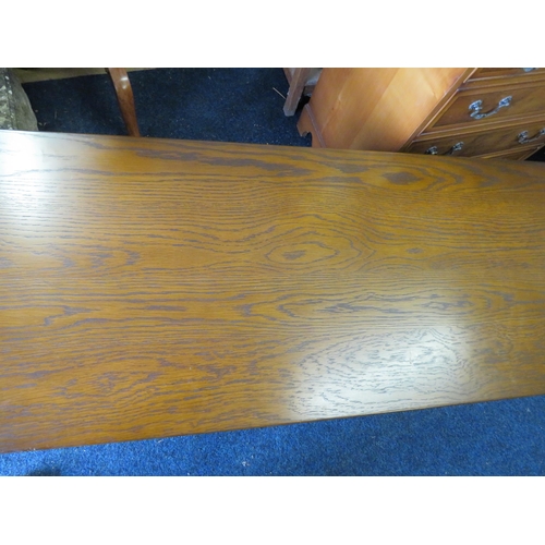 1342 - Old Charm low table with handy central cupboard with linen press decoration to cupboard door.  In Ex... 