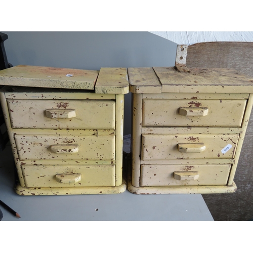 1348 - Two Small three drawer painted pine spice or garage racks which measures 10 inches tall plus a very ... 