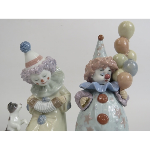 11 - 2 Lladro Clown figurines, the tallest 18.5cm. With boxes.