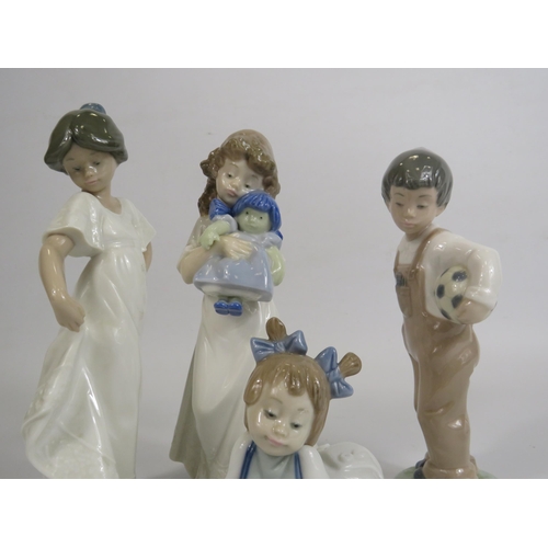 20 - 4 Lladro figurines of children the tallest stands 21.5cm.