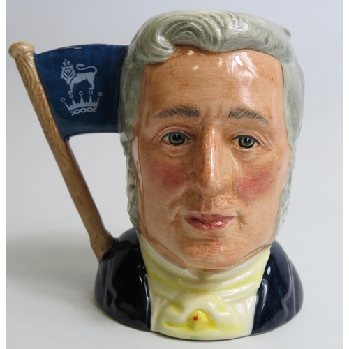 3 - Signed Royal Doulton Special edition Micheal and Sir Henry Doulton double sided toby jug, 11cm tall.