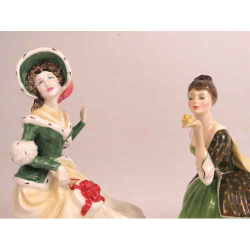 32 - 2 Royal Doulton figurines Christmas day 2002 HN 4422 Fleur HN 2368, The tallest stands 22cm.