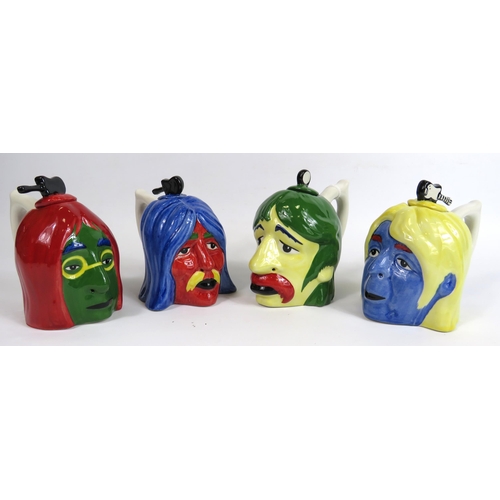 44 - Set of 4 Lorna Bailey Andy Warhol themed psychedelicset of Beatles colourway teapots.