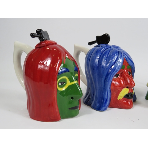 44 - Set of 4 Lorna Bailey Andy Warhol themed psychedelicset of Beatles colourway teapots.