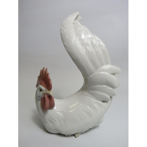 5 - Vintage Lladro Rooster figurine, 18.5cm tall. Very minor chip to tail see photos.