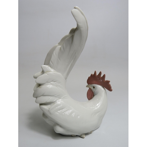 5 - Vintage Lladro Rooster figurine, 18.5cm tall. Very minor chip to tail see photos.