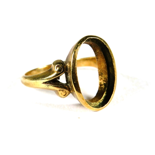 326 - 9ct Yellow Gold ring with Vacant mount, suitable for jeweller or project. Finger size 'N-5'  3.5g