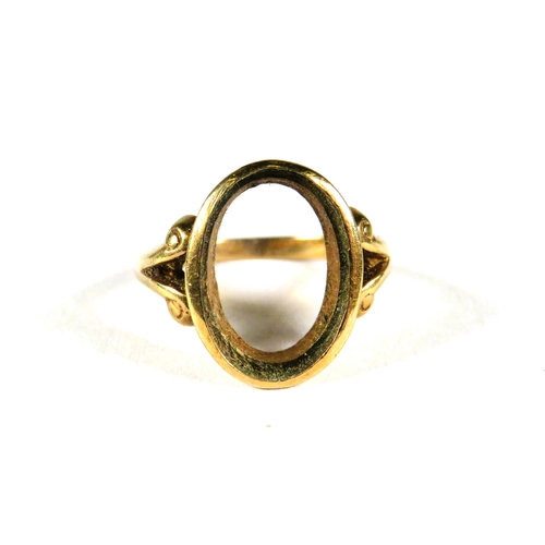 326 - 9ct Yellow Gold ring with Vacant mount, suitable for jeweller or project. Finger size 'N-5'  3.5g