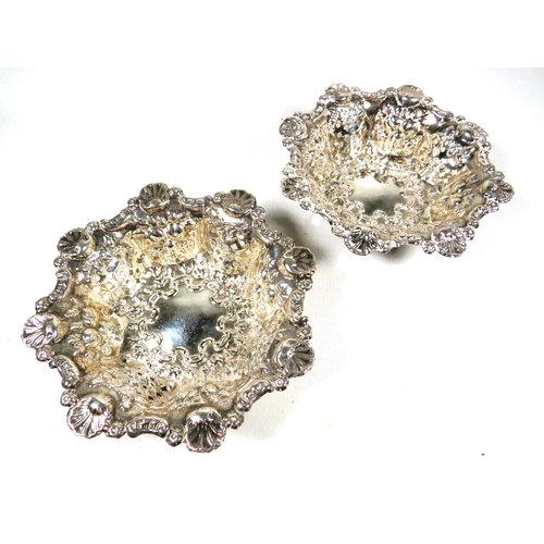 327 - Pair of Pierced Decorative Silver Bonboniers, Each measures 3 inches diameter and hallmarked for Bir... 