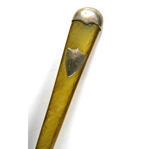 332 - Hand Crafted Horn spoon with silver capping to handle. Measures approx 6 inches long. See photos.