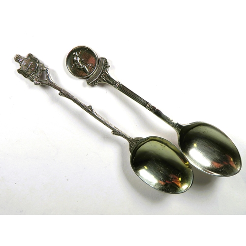 336 - Two Interesting collectable Silver teaspoons.   Total weight 21.9g.  See photos.