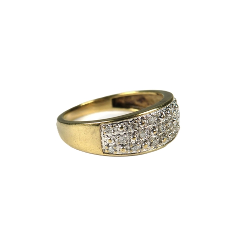 338 - 9ct Yellow Gold Multi Diamond Set band.  Finger size 'K'   1.8g