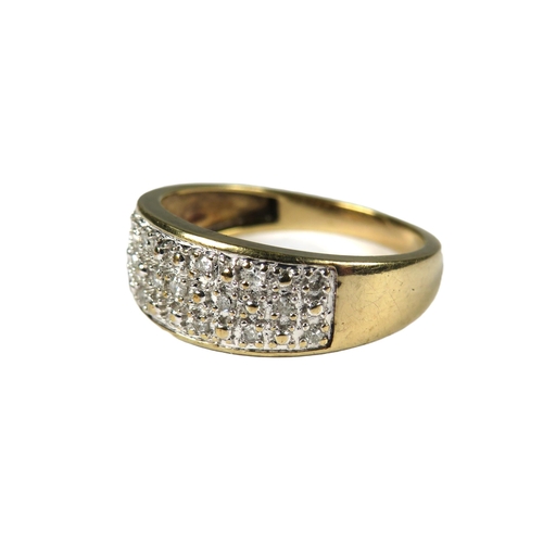 338 - 9ct Yellow Gold Multi Diamond Set band.  Finger size 'K'   1.8g