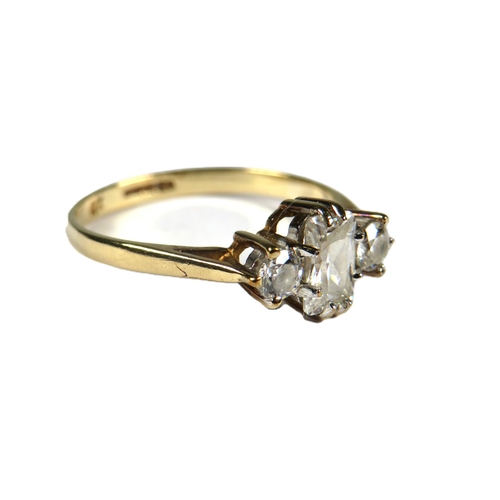 343 - 9ct Yellow Gold CZ set ring.   Finger size 'M-5'     1.5g